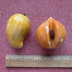 Vintage Italian Alabaster Marble Fruit set: Peach and Mango